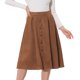 thumbnail image 1 of Allegra K Falda de gamuza sintética para mujer Faldas midi vintage plisadas de cintura alta marrón XS, 1 of 5