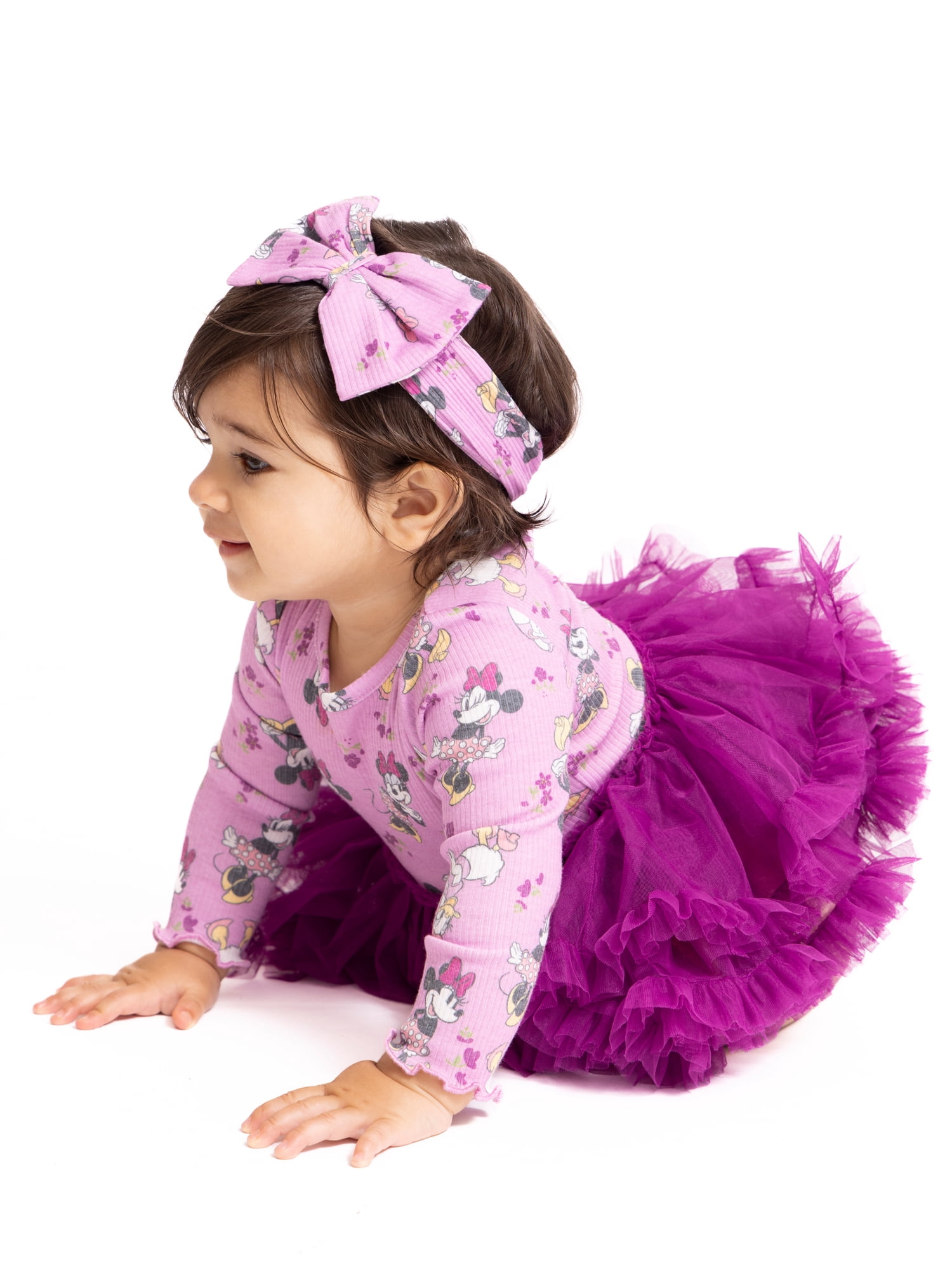 Minnie Mouse Baby Girls Tutu Dress Bodysuit with Matching Headband Set, 2 Piece, Sizes Newborn-24M
