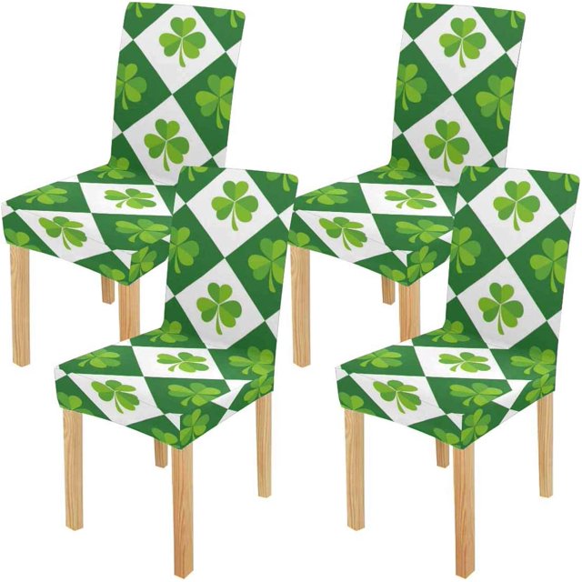 ABPHQTO Shamrock Clover - Funda protectora para silla elástica, funda para asiento para comedor, hotel, boda, fiesta, juego de 4