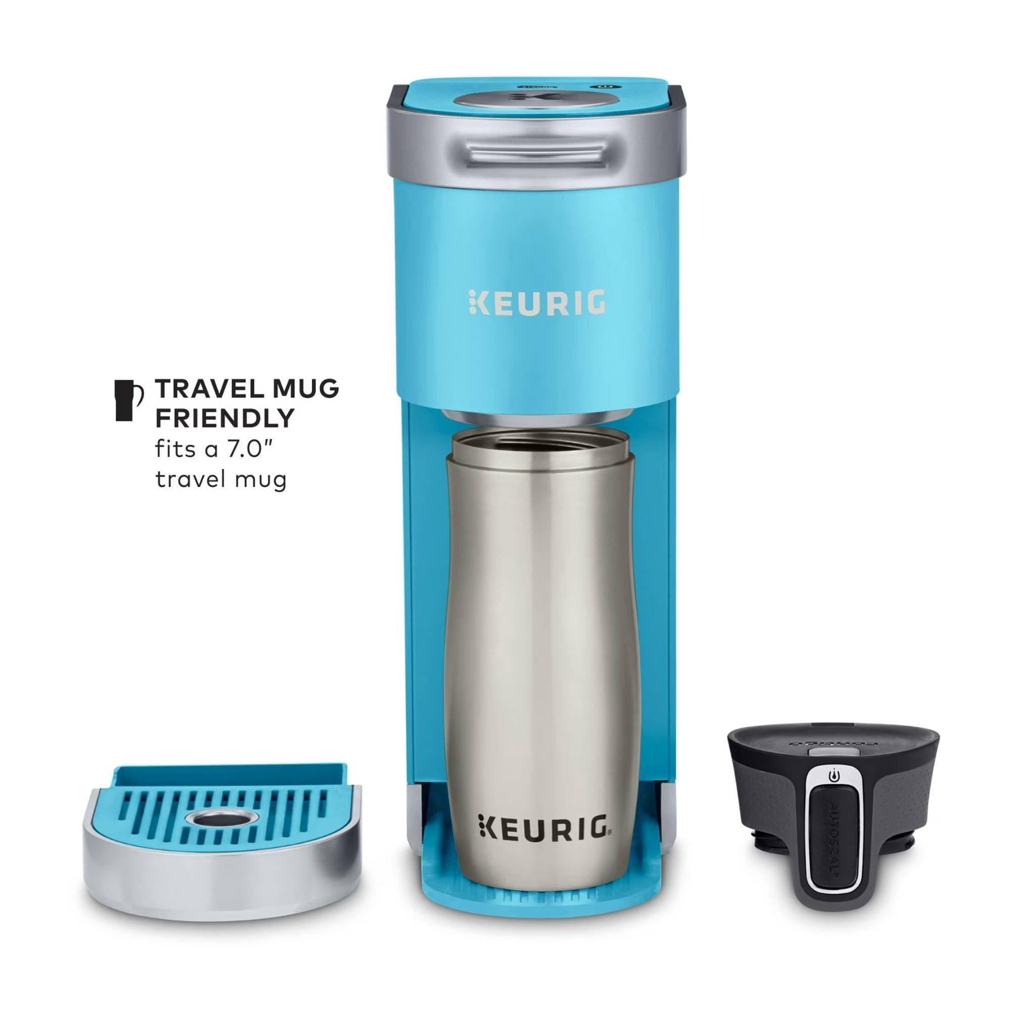 Restored Keurig K-Mini Plus Single Serve Coffee Maker with 6 to 12 Oz. Brew Size, K-Cup Pod Storage and Travel Mug Friendly (Cool Aqua, ) (Refurbished)