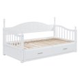 thumbnail image 6 of Harper & Bright Designs Wooden Daybed with Trundle and 2 Storage Drawers, Extendable Twin to King Size Daybed, Elegant Sofa Bed Frame for Living Room Bedroom, White, 6 of 14