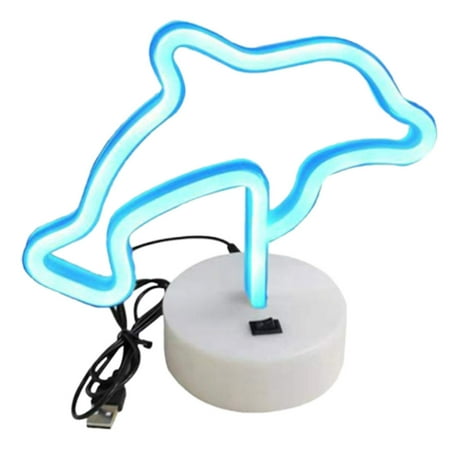 

NUOLUX LED Night Light Dolphin Shaped Lamp Atmosphere Light Neon Light for Home Bedroom Decoration without Battery (Dual-use Base)