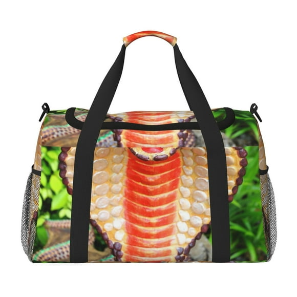 Lsque Cobra Snake Pattern Hand Travel Bag, Weekender Carry On for Women Men, Sports Gym Bag, Workout Duffel Bag, Overnight Shoulder Bag