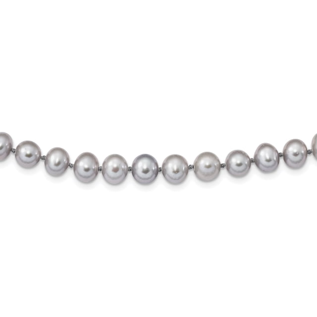Collier Perle Gris FWC en Argent Sterling Rhodié 7-8mm 16 Pouces