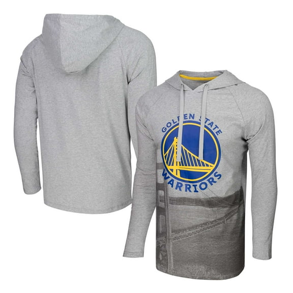 Men's Stadium Essentials Heather Gray Golden State Warriors Atrium Raglan Long Sleeve Hoodie T-Shirt