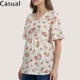 thumbnail image 2 of Bearsland Women's Maternity Top Floral Print Short Sleeve V-Neck Textured Blouse, 2 of 5