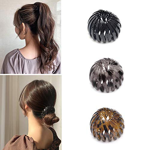 2021 Fashion Retro Leopard Print Headband Ponytail Hairpin Plate Hair Iron Fashionable Bird's Nest Hairpin Ball,Hairpin Expandable Light blue Hairpin Female Hair Accessories 
