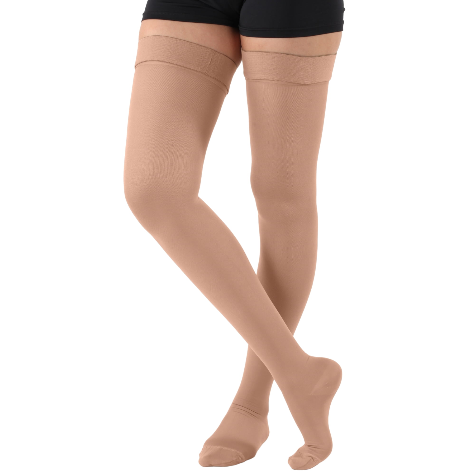 Absolute Support - Made in USA - Open Toe Compression Thigh Hi Stockings  18mmHg : : Health & Personal Care