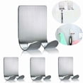 thumbnail image 1 of Razor Holder for Shower Multi Purpose Adhesive Hooks Sticky Wall Hanger Stainless Steel Shower Hooks for Hanging Shaving Razor,Plug,keys,Kitchen Utensils,Towel,Robe,Loofah and more-4 Packs, 1 of 7