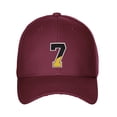 thumbnail image 2 of Daxton Two Tone Initial Letters Numbers Structured Baseball Hat, Burgundy Hat, Number 7, 2 of 3