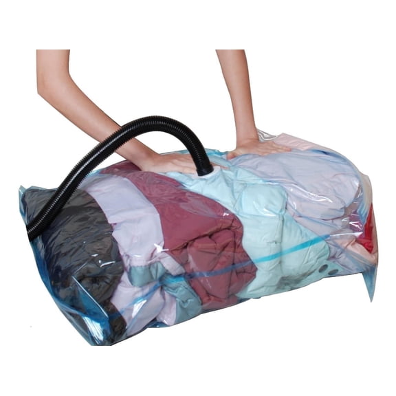 QQbed Garment Vacuum Storage Bags, Jumbo 51 x 40 in, Clear Plastic Space Saving Closet Organizer for Clothes and Bedding, 6 pack