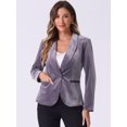 thumbnail image 2 of DARING DIVA Women's Office Coat Solid Shawl Collar Button Velvet Blazer L Dusty Purple, 2 of 6