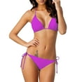 thumbnail image 5 of Prolriy Bikini Sets for Women Solid Color Lace Up Bikini Two Piece Swimsuit Womens Swimsuits Purple S, 5 of 10