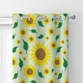 thumbnail image 2 of Coolnut Room Darkening Window Curtains Panels Drapes Sunflowers Leaves Thermal Insulated Grommet Blackout Curtains 84x55in 2 Panels, 2 of 5