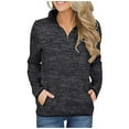 thumbnail image 2 of UJNDER Women's Sweatshirt Solid Color Stand Collar Zipper Pullover Long Sleeve Casual Winter Black XL, 2 of 9