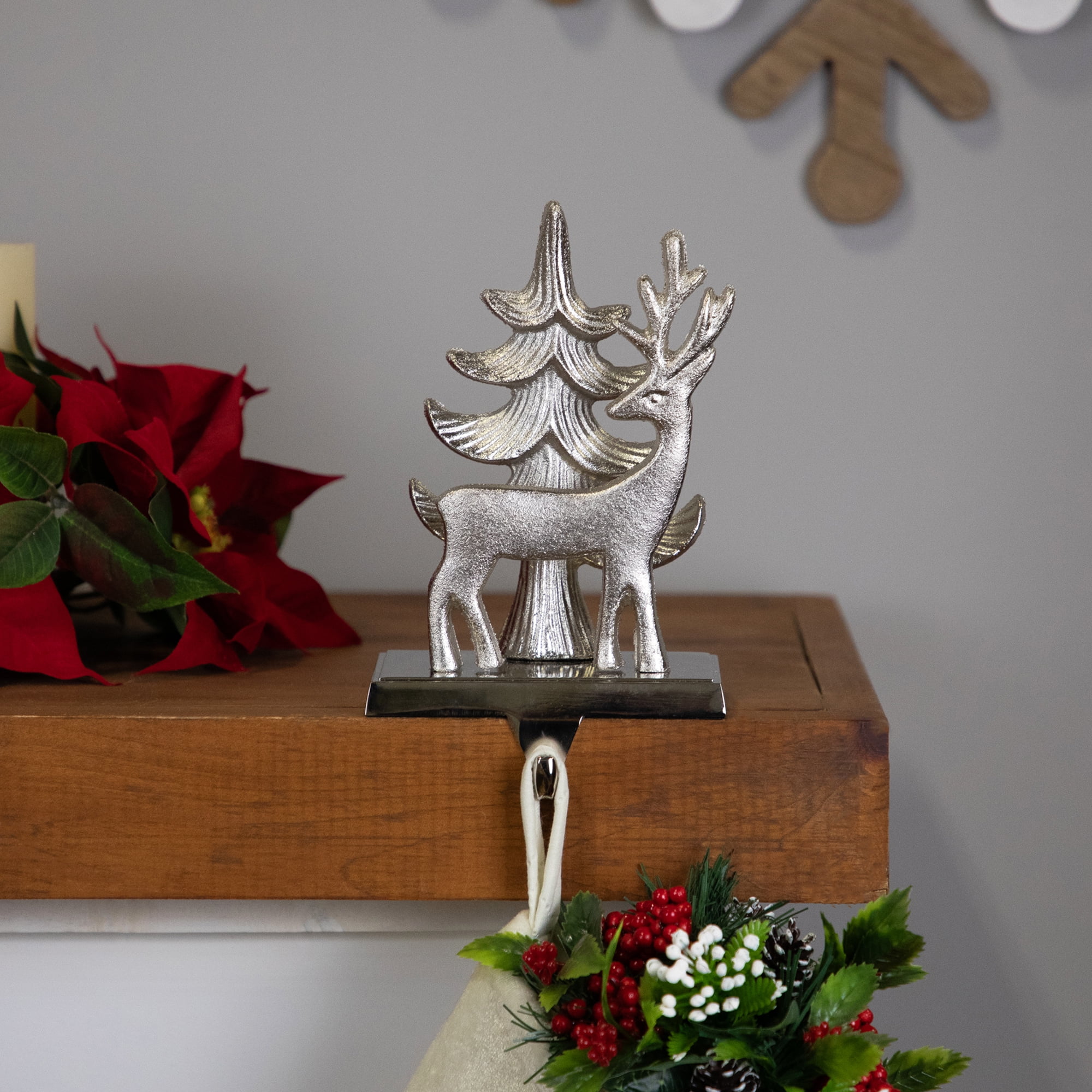 Northlight Reindeer and Pine Tree Christmas Stocking Holder - 7"