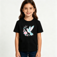 thumbnail image 2 of Girls Graphic Tees Hummingbird Flower Kids T Shirt Watercolor 100% Cotton Short Sleeve Soft Tops 4-13Y, 2 of 5