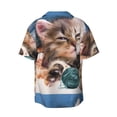 thumbnail image 4 of Goofa Playful Cat Printed Men's Casual Short-sleeved Shirt,Lightweight Breathable Button-down,Summer Casual men's top,Versatile Fashion shirt-Small, 4 of 7