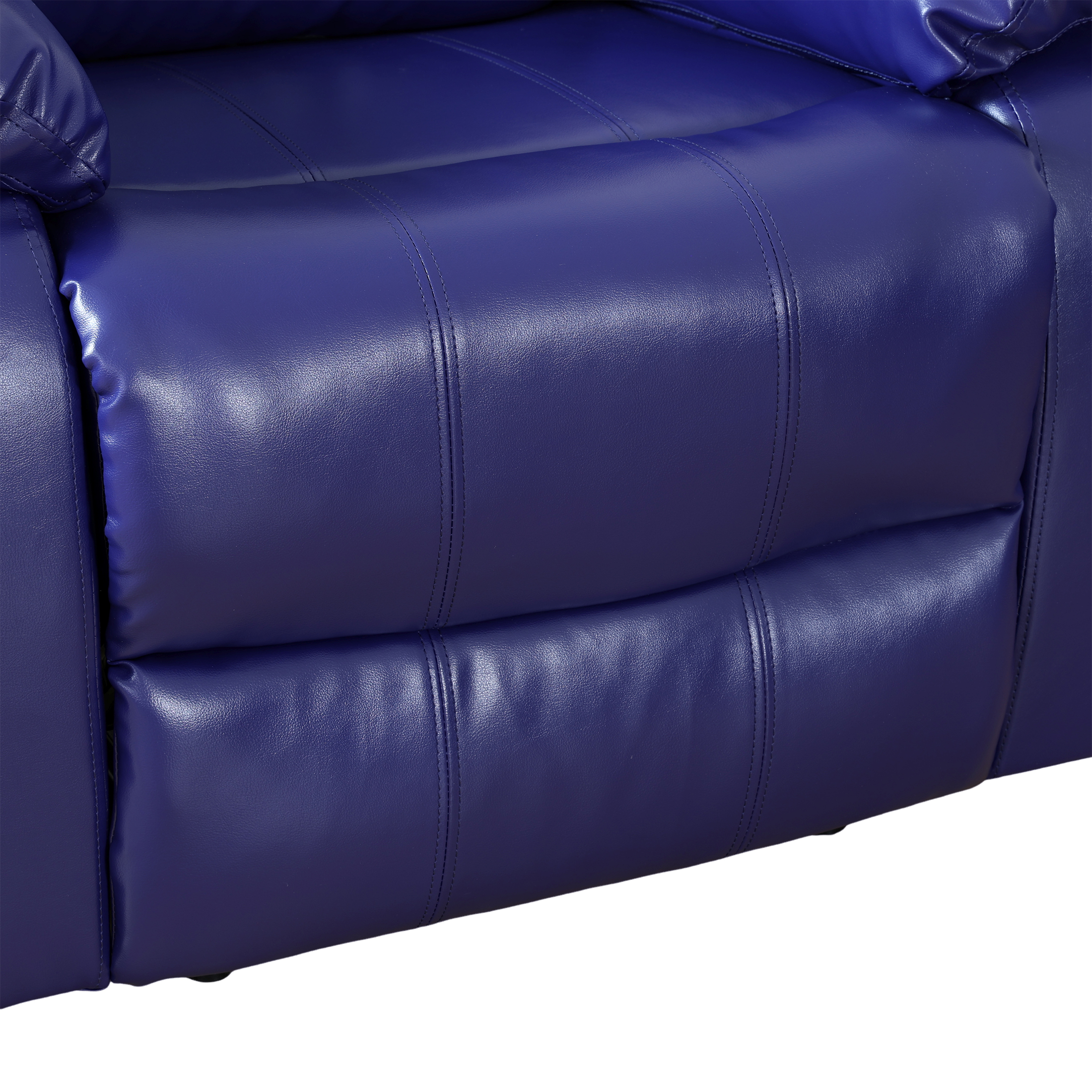 AUKFA 3 Seats Recliner Sofa Chair, Home Theater Sofa with Flipped Backrest and Cupholder, Blue