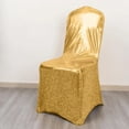 thumbnail image 6 of Efavormart Metallic Gold Shimmer Tinsel Spandex Banquet Chair Cover With Attached Sash Band and Round Silver Rhinestone Buckle, 6 of 10