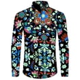 thumbnail image 3 of Camisa de moda para hombre, estampado 3D de flores de anacardo de cachemira, cuello vuelto, botones, manga larga, ropa de calle vintage para hombre y mujer, 3 of 5