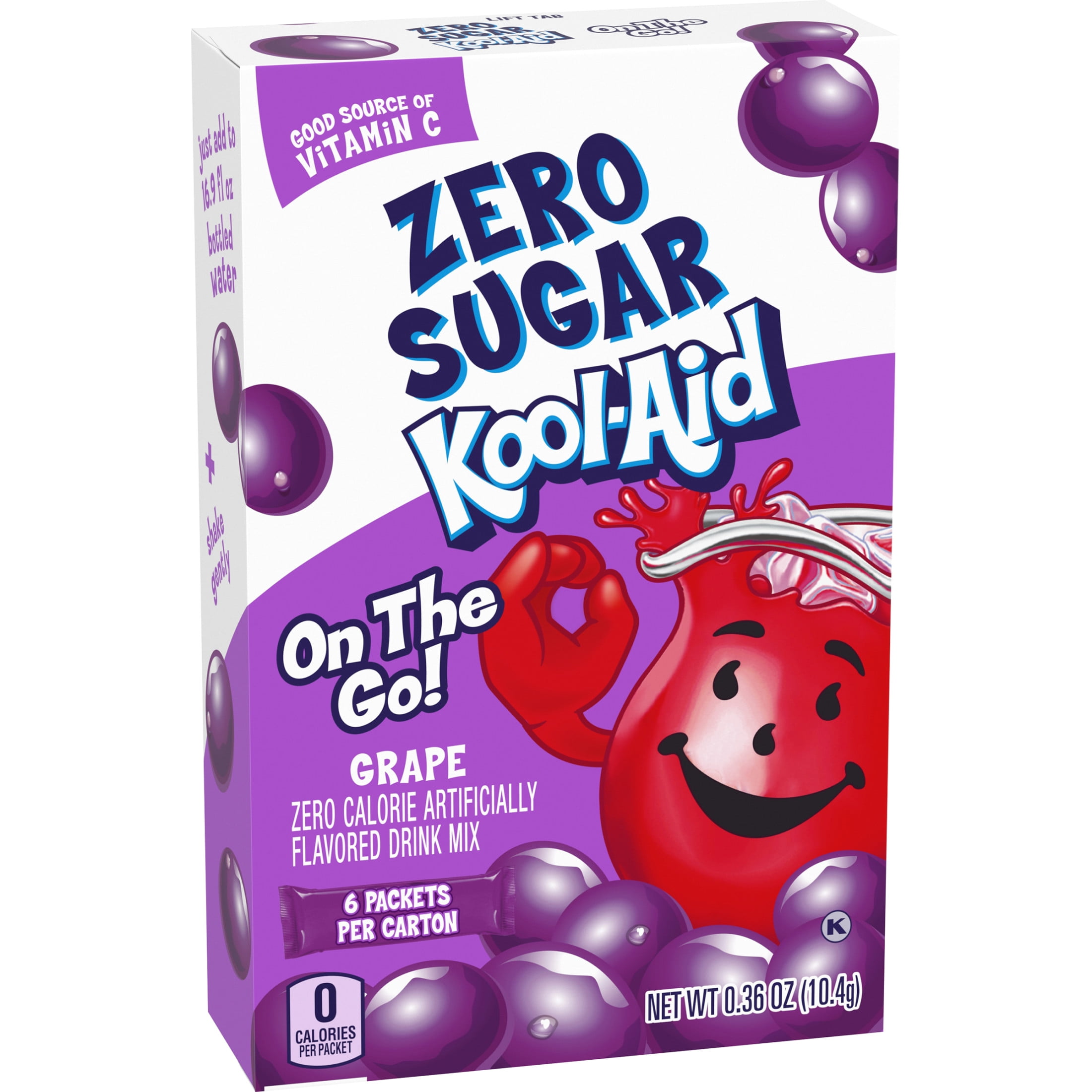 Kool-Aid Zero Sugar Grape Flavored Powdered Drink Mix, 6 ct Water