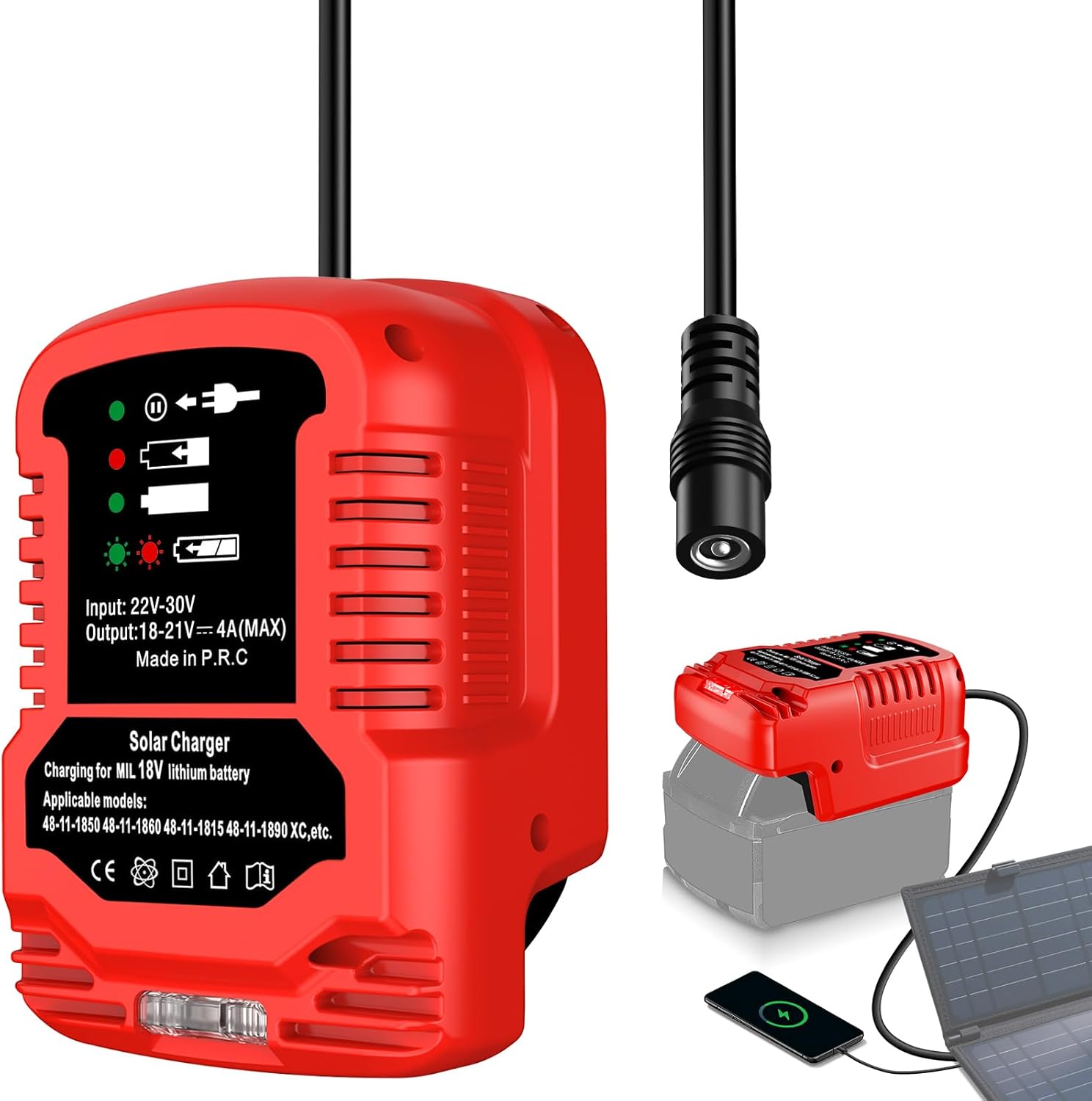 Solar Charger Adapter for Craftsman 20V  Battery,Portable,Outdoor Work,Camping
