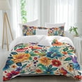 thumbnail image 2 of Vintage Botanical Bedding 3 Piece Duvet Cover Set California King, Spring Floral Summer Vintage Soft Microfiber Comforter Cover with Zipper Closure & Pillowcases, Wrinkle & FadeResistant Quilt Cover, 2 of 9