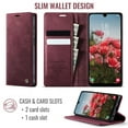 thumbnail image 3 of CaseMe Calf Leather Lining Microfibre Wallet Case for Samsung Galaxy A24 4G 6.5-inch with RFID Blocking,Magnetic Closure,Card Slots,Cash Slot,Kickstand,Shockproof Flip Folio Protective Phone Case,Red, 3 of 10