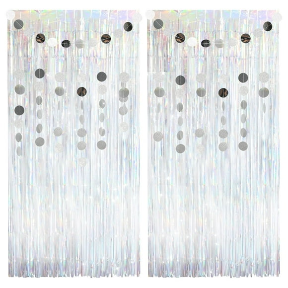 Cortinas de malla plateadas Backdrop CHAROUP, paquete de 2 unidades, 100 x 200 cm
