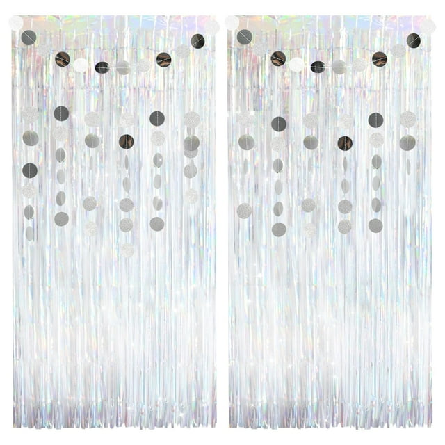 Cortinas de malla plateadas Backdrop CHAROUP, paquete de 2 unidades, 100 x 200 cm