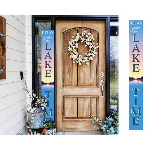 72IN Outdoor Sign Welcome to the Lake House Wooden Porch Sign Standing, Summer Porch Sign for Porch/Patio Decor