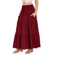 thumbnail image 2 of Women's Tiered Layered Smock High Stretch A-Line Flowy Long Maxi Skirt with Pockets, 2 of 7