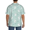 thumbnail image 5 of Vsdgher Playing Rabbit Print Men's Wrinkle Free Untucked Cuban Shirt Business Casual Button Down Shirts Short Sleeve Shirt, 5 of 7