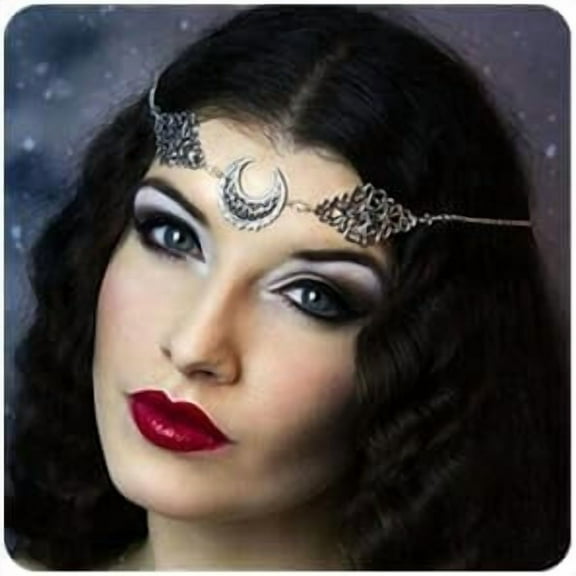 Bohemian Crystal Head Chain Moon Head Chain Hollow Crescent Moon Forehead Chain Crystal Headband Prom Festival Party Hair Jewelry for Women and Girls