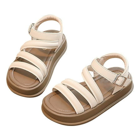 

ZRBYWB Kids Baby Girls Sandals Summer In Thick Bottom Solid Color Roman Sandals Sports Style Little Child/Big Kids Summer Shoes