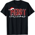 thumbnail image 2 of 100% Cotton Merry Christmas Buffalo Plaid Red Santa Family Xmas Pajamas T-Shirt, 2 of 5