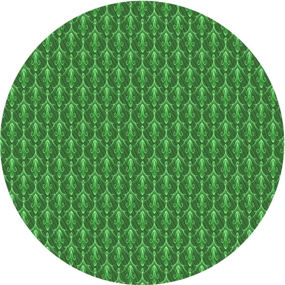 Ahgly Company Machine Washable Indoor Round Transitional Green Area Rugs, 8' Round