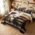 thumbnail image 3 of Manfei Vintage Deer Quilt King, Cottage US Flag King Coverlet Set, Dark Brown, Black Reversible, 3pcs, 1 Bedspread and 2 Pillowcases, 3 of 7