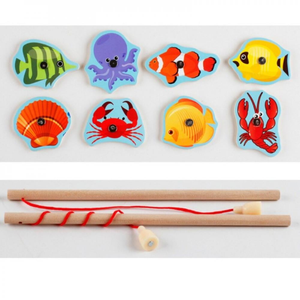 Magnetic Fishing Game Board Wooden Jigsaw Puzzle Educational Toy Baby Kids Gift 
