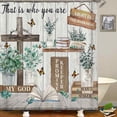 thumbnail image 3 of 4PCS/Set Rustic Daisy Shower Curtain Sets, Waterproof Fabric Bath Curtain, Vintage Farm Floral on Rustic Panel Wood Board Bathroom Decor, Non-Slip Bathroom Mat Bath Mat Toilet Rug, Horseshoe, 3 of 7