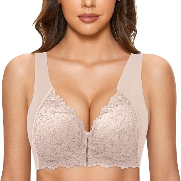 WILLBEST Brasier Sujetador Alto Para Mujer, Sin Aro De Acero, Con Hebilla Frontal, Ropa Interior Ultraligera Que No Deja Marcas.