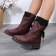thumbnail image 1 of Botas de nieve de lana con boca de invierno para mujer de Station, botas de media caña con punta redonda y suela plana para mujer, 1 of 6