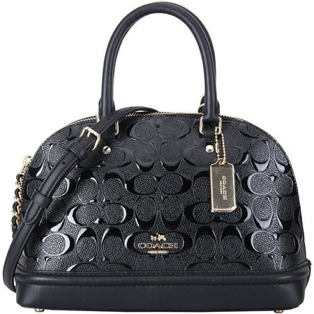 NEW WOMEN'S COACH (F27597) BLACK PATENT DEBOSSED MINI SIERRA SATCHEL HAND BAG