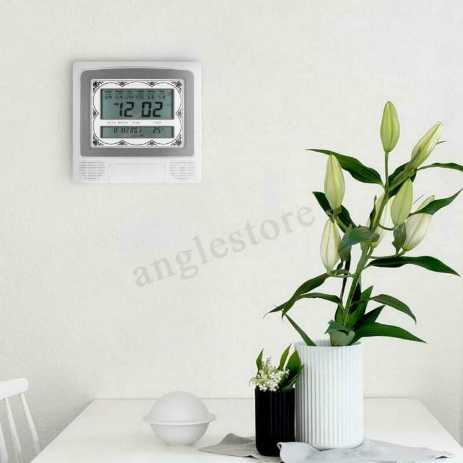 Muslim Digital Alarm, Amerteer LCD Automatic Digital Islamic Azan Muslim Prayer Alarm Wall & Table Home Clock Islamic Clock with Temperature Display, Hijri and Gregorian Calendars