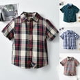 thumbnail image 4 of Xudanell Boys Plaid Shirts Kids Formal Dress Shirts for Toddler to Little Boys Button Down Short Sleeve, 4 of 4