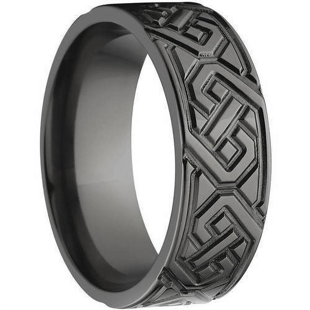 8mm Flat Black Zirconium Ring with a Milled Celtic Design