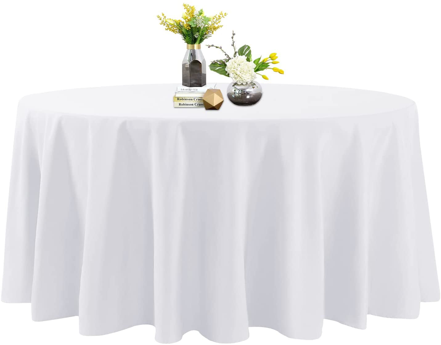 120 inch Round Tablecloth Washable Polyester Table Cloth Decorative Table Cover for Wedding Party Dining Banquet（120 inch,Black）