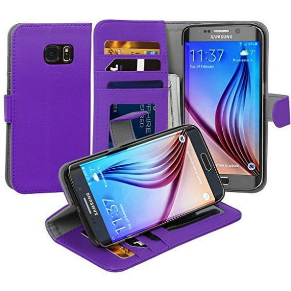 Jumbl Slim Leather Wallet Case – Models Available for Samsung S6 Edge – Inner Hardshell Case Offers Enhanced Protection