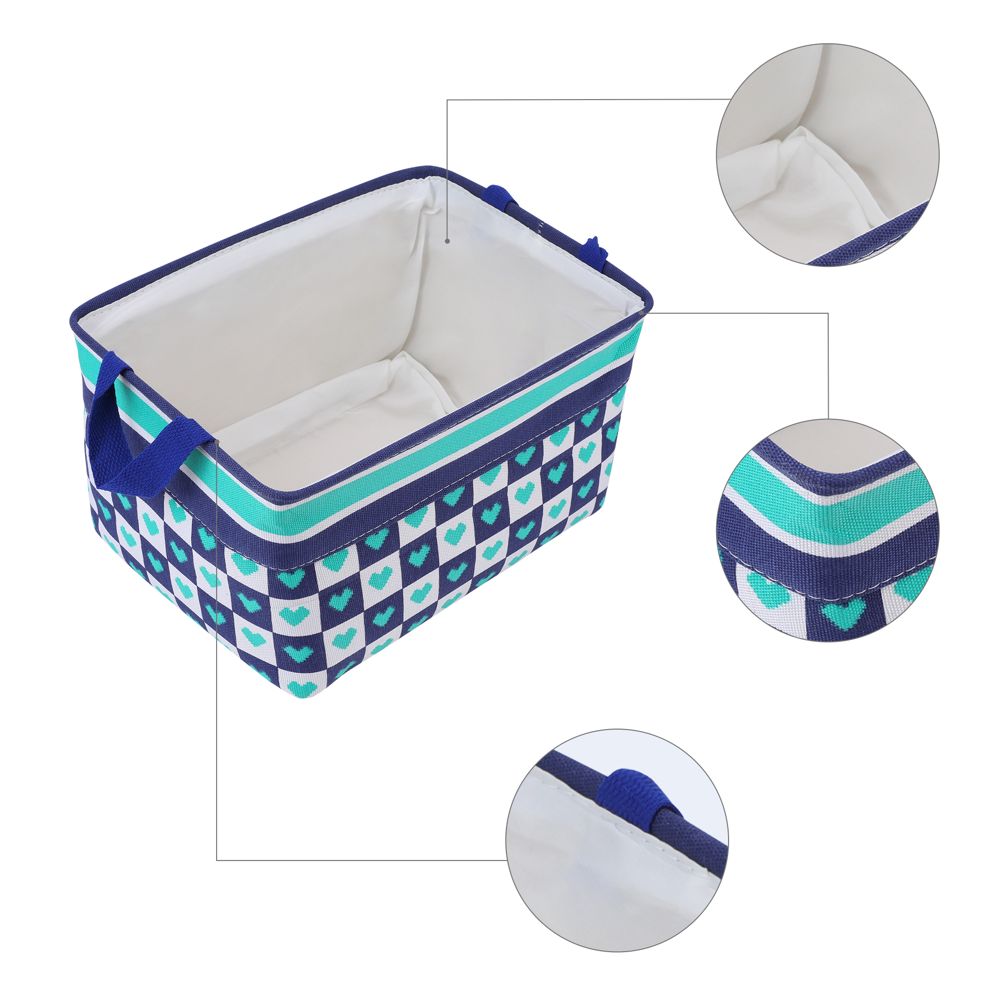 Unique Bargains Fabric Storage Bin with Handles Green 13.8*9.8*7.9in